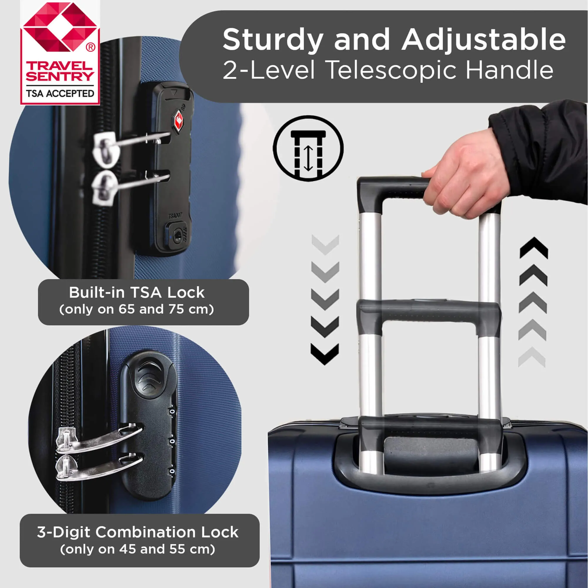 Santorini Premium Hardshell Luggage Set - 360 Spinner Wheels - 4 Pieces