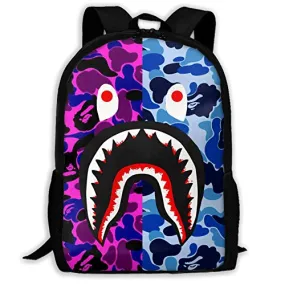 Shark Pattern Blood Backpack For Travel Laptop Daypack 3D Print Bag For Men