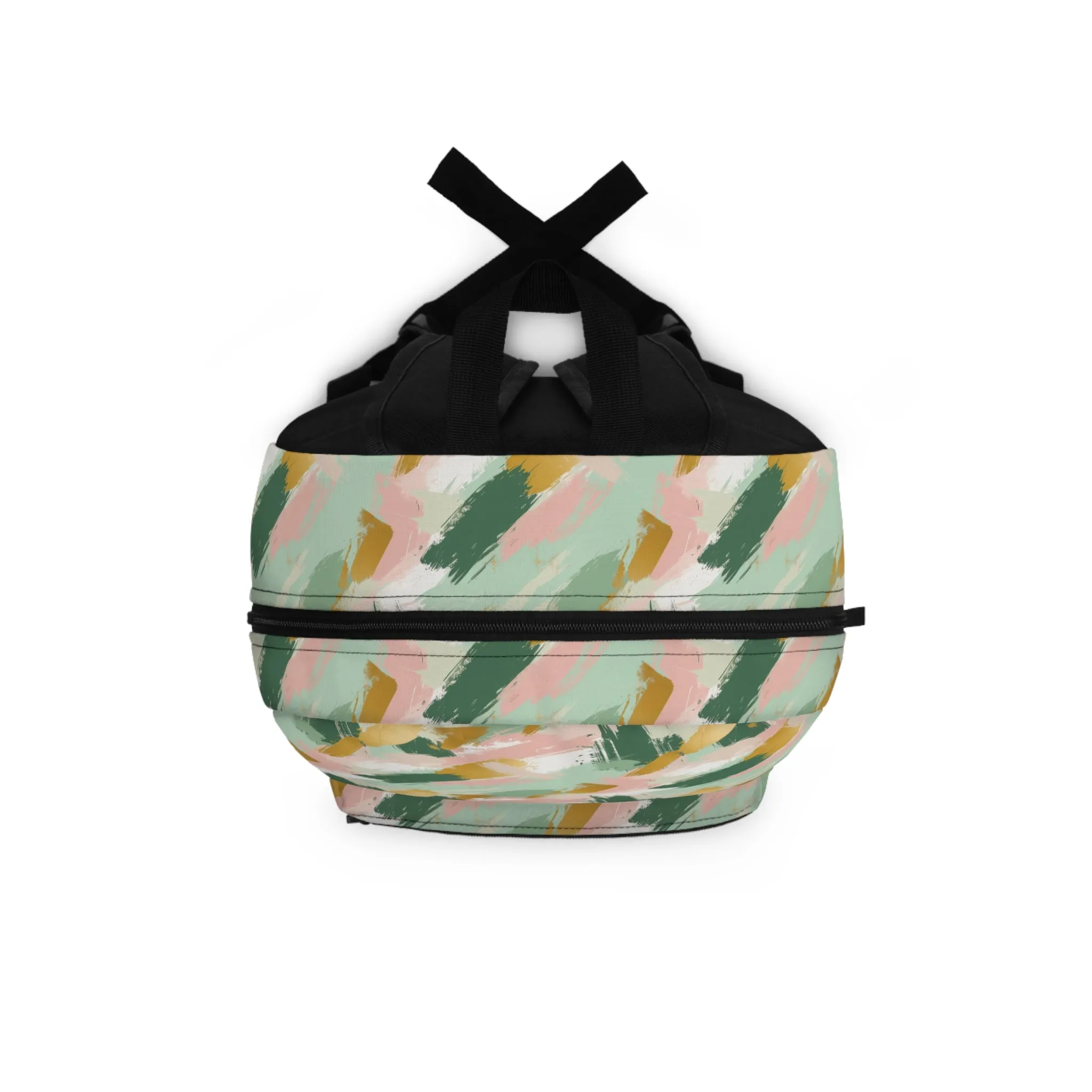 Spring Brushstrokes Abstract in Light Green, Pink, and Gold Lightweight Stylish Durable Backpack (Made in USA)
