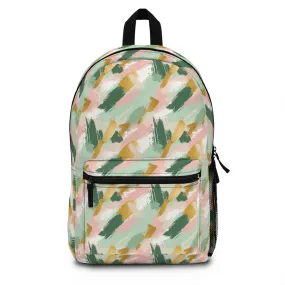 Spring Brushstrokes Abstract in Light Green, Pink, and Gold Lightweight Stylish Durable Backpack (Made in USA)