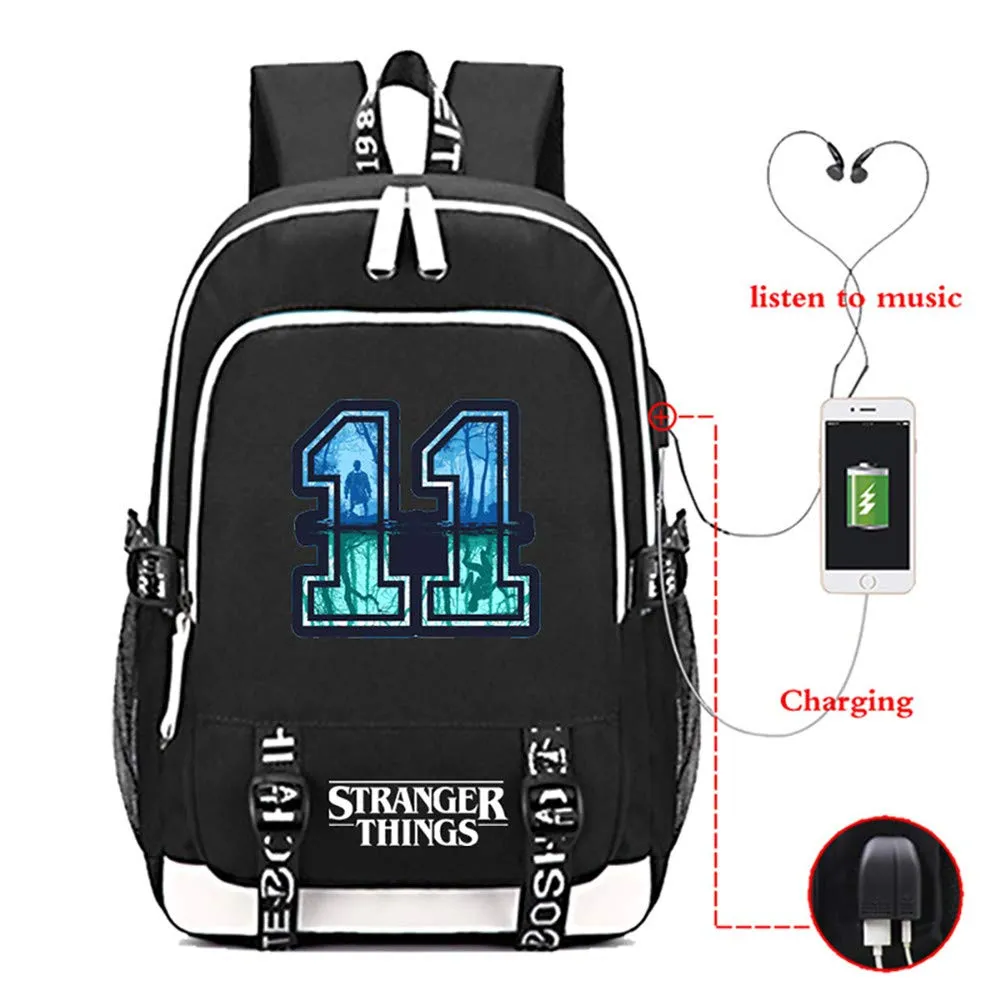 Stranger Things Backpack with USB Charging Port School Boys Girls Bookbag Laptop Backpack for Teens