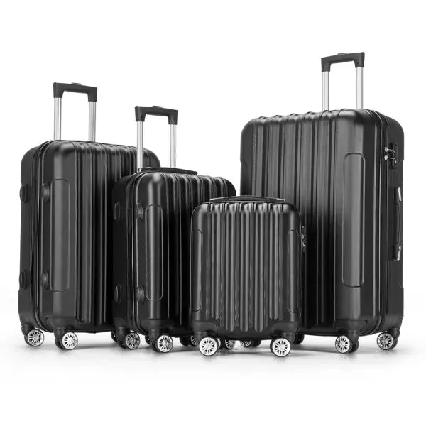 Vertical 4-in-1 Spinner Wheel With Handle Trolley Case 16in 20in 24in 28in ABS Aluminum Alloy Trolley Classic Color - Black- FREE USA SHIPPING