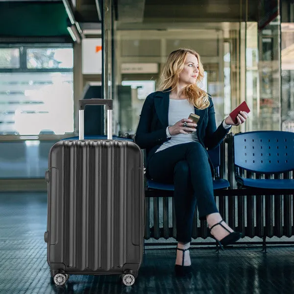 Vertical 4-in-1 Spinner Wheel With Handle Trolley Case 16in 20in 24in 28in ABS Aluminum Alloy Trolley Classic Color - Black- FREE USA SHIPPING