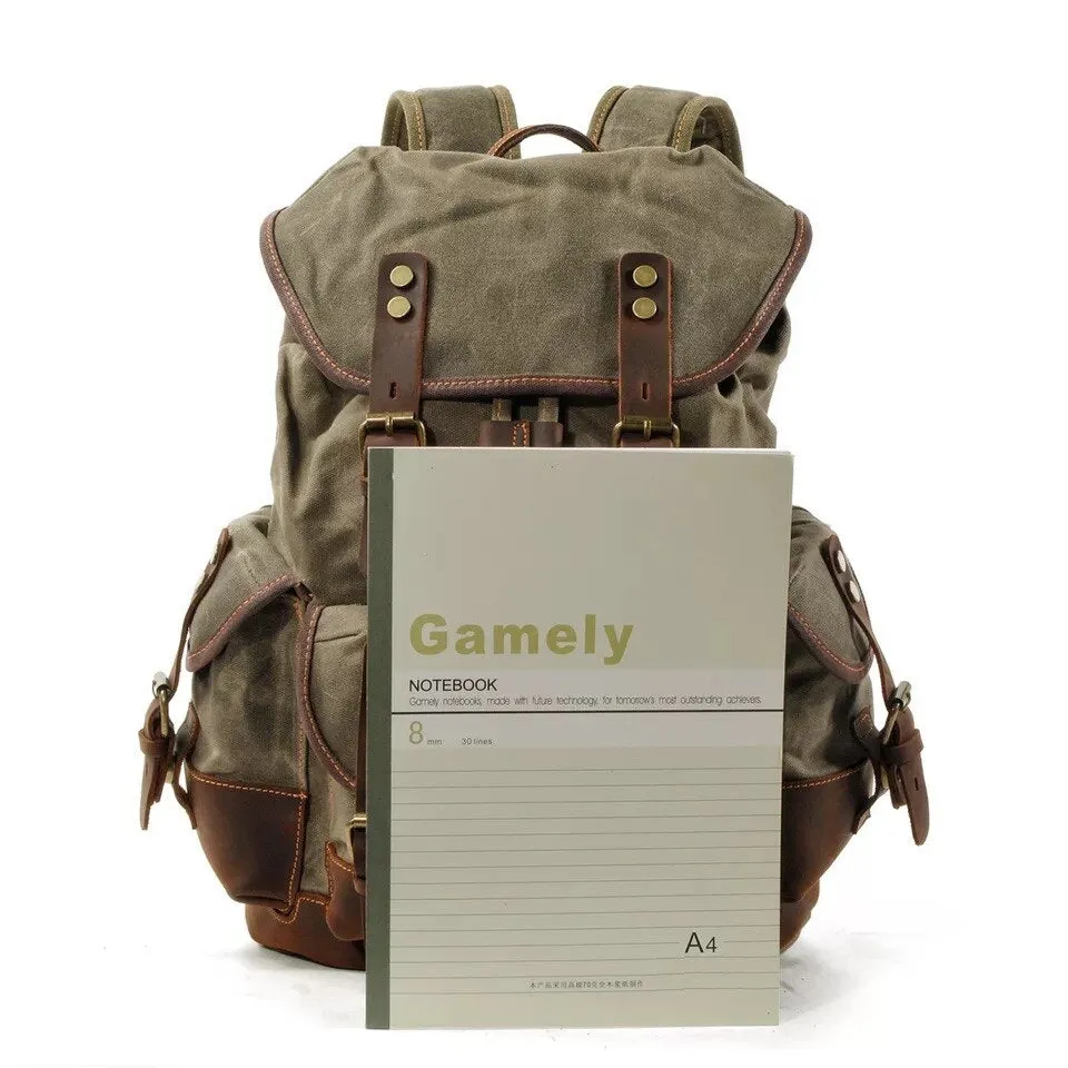WOHENRED Large Capacity Leather Canvas Backpacks For Men School Bags Vintage Waterproof