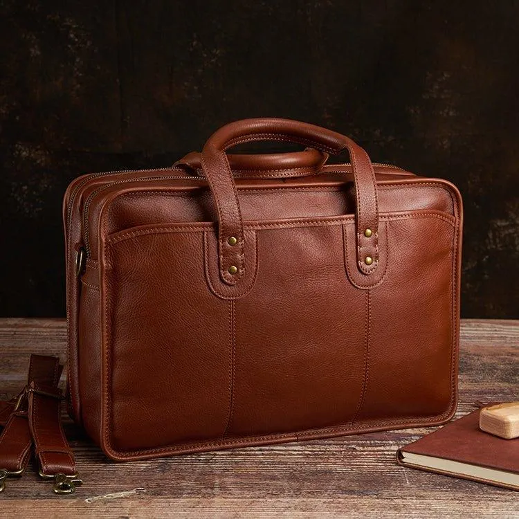 Woosir Vintage Leather Briefcase Fit 16" 17" Laptop