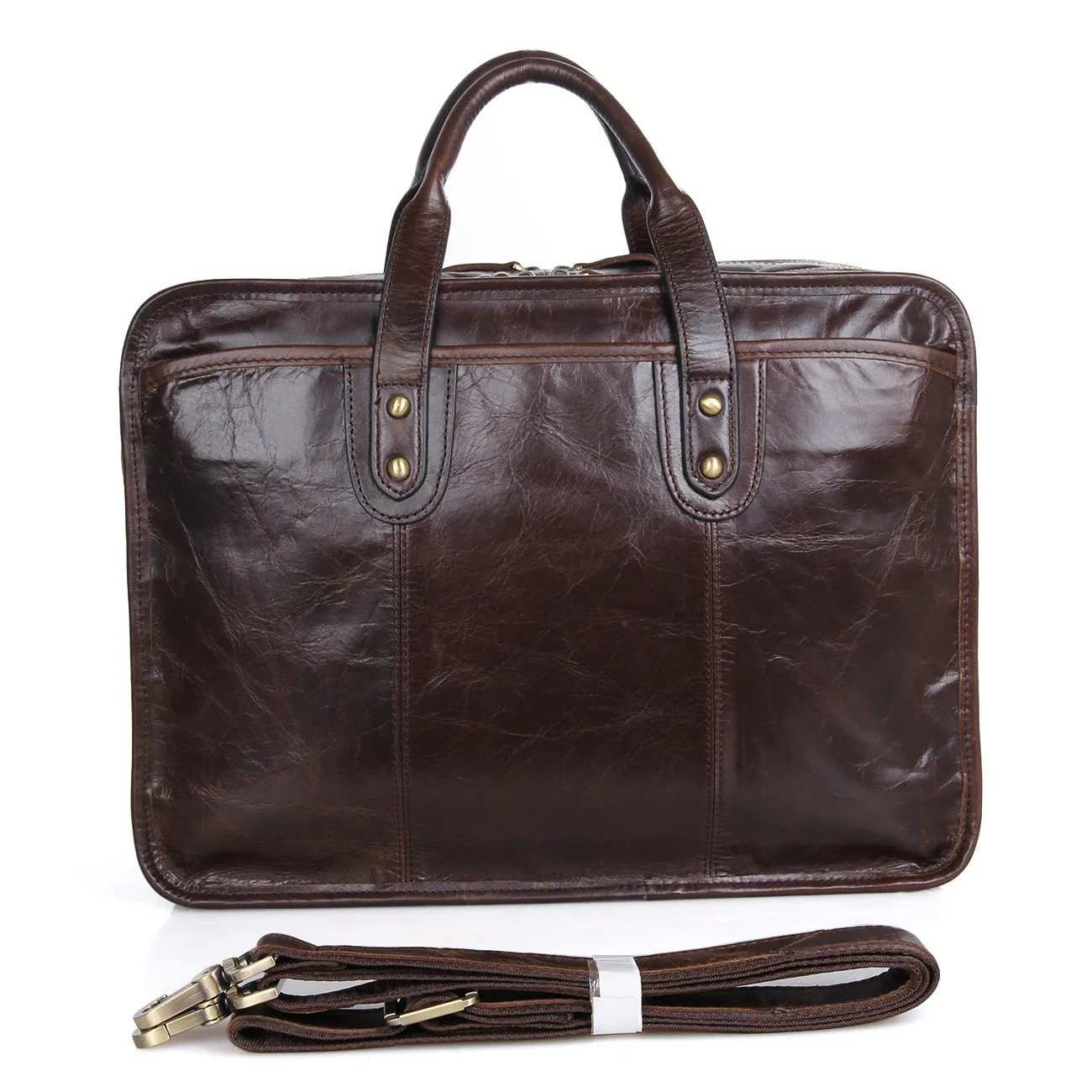Woosir Vintage Leather Briefcase Fit 16" 17" Laptop