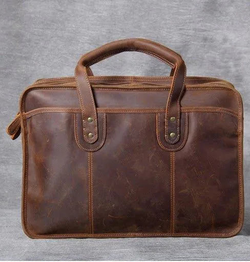 Woosir Vintage Leather Briefcase Fit 16" 17" Laptop