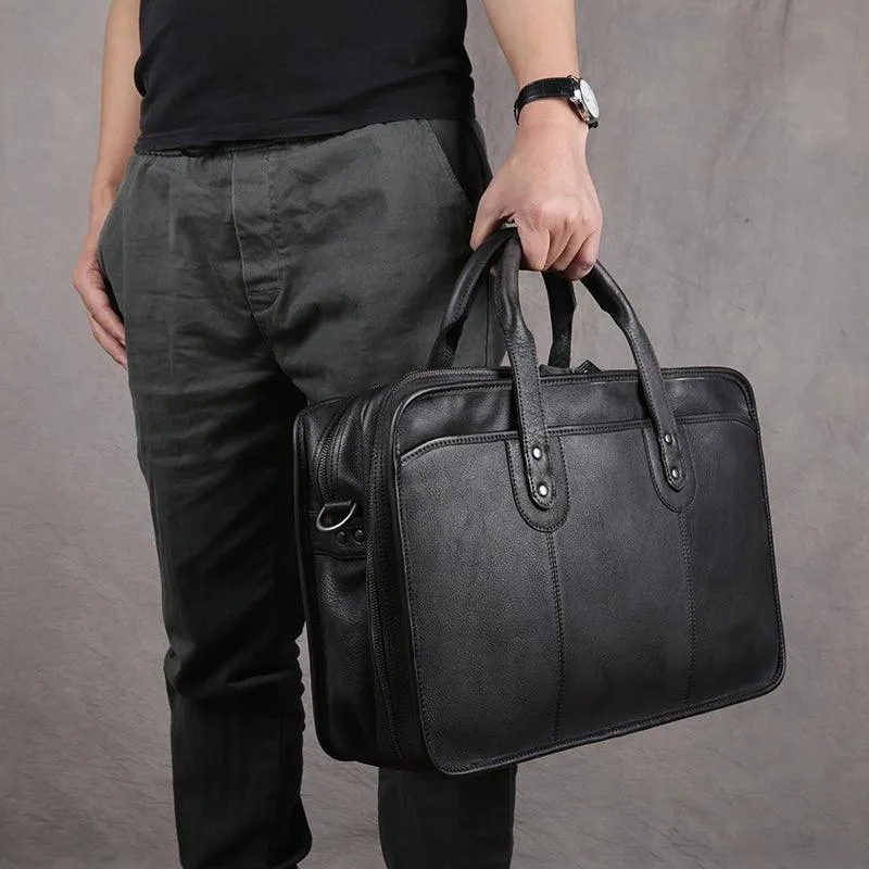 Woosir Vintage Leather Briefcase Fit 16" 17" Laptop