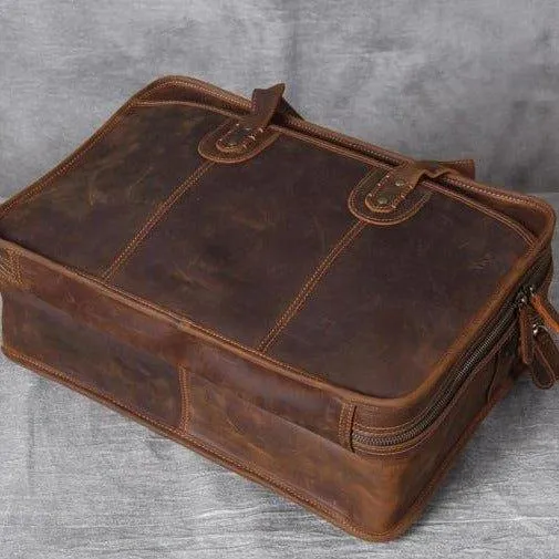 Woosir Vintage Leather Briefcase Fit 16" 17" Laptop