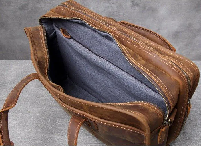 Woosir Vintage Leather Briefcase Fit 16" 17" Laptop